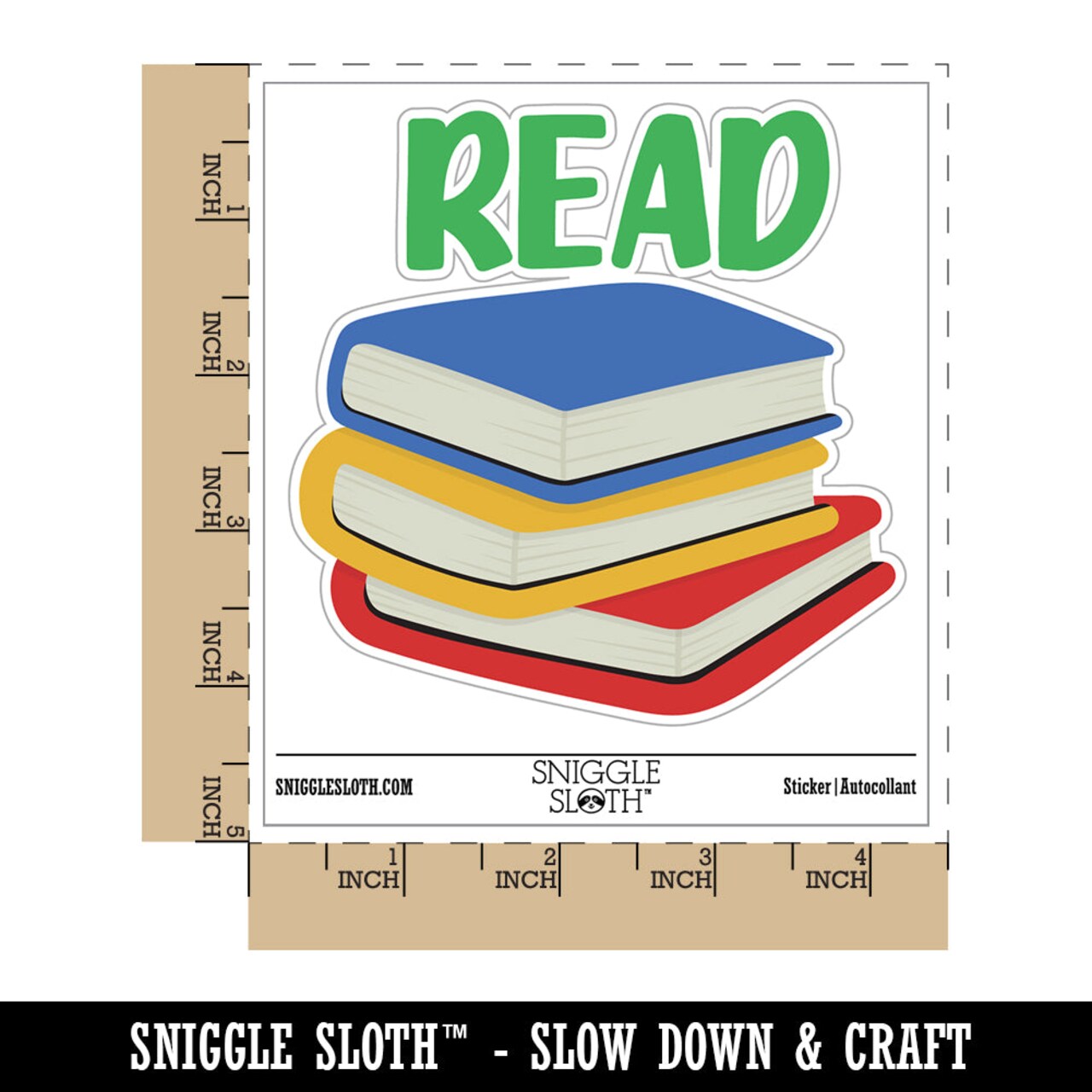 Read Stack of Books Waterproof Vinyl Phone Tablet Laptop Water Bottle Sticker Set - 5 Pack